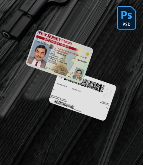 USA New Jersey driving license PSD